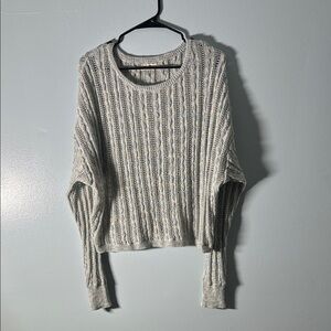 Natural Life Cream and Baby Blue Metallic Knit Sweater